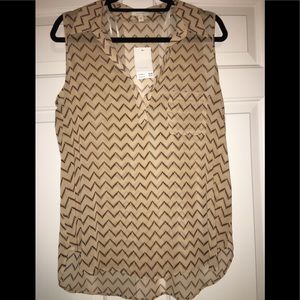 Pleione Beige and Black Zigzag Tank Top